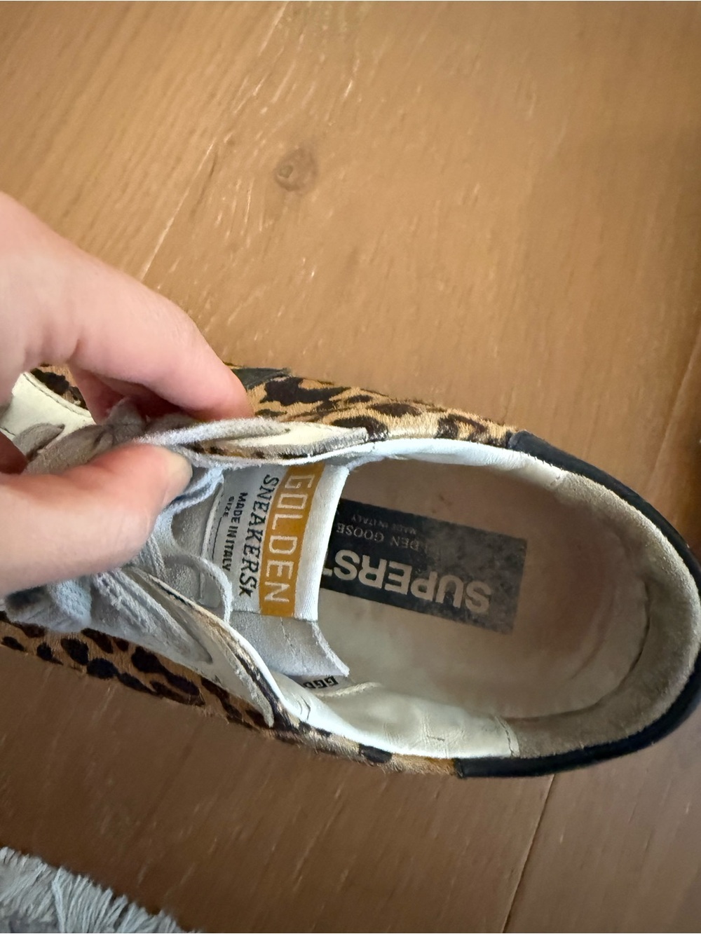 Golden Goose Leopard Print style Low-Top Sneakers with Black Star and Gray Suede - Picture 3 of 7